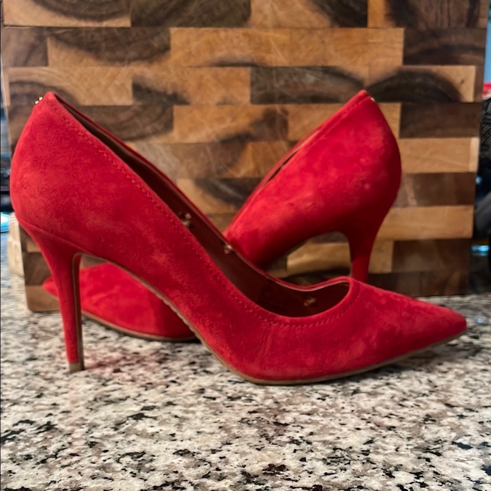 Coach Red Suede Women's Heels Size 10 - Picture 4 of 8